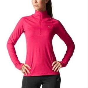 Adidas Climalite hot pink quarter zip pullover Athletic Sporty Sweater Size L